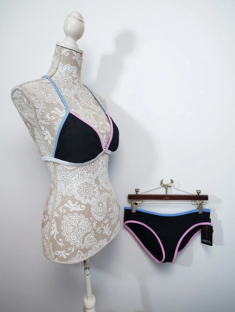 No Boundaries Tricot Solid Trimmed Bikini Set Size Large (11-13)